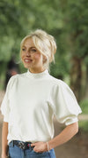 Shirt Puffärmel - Creme