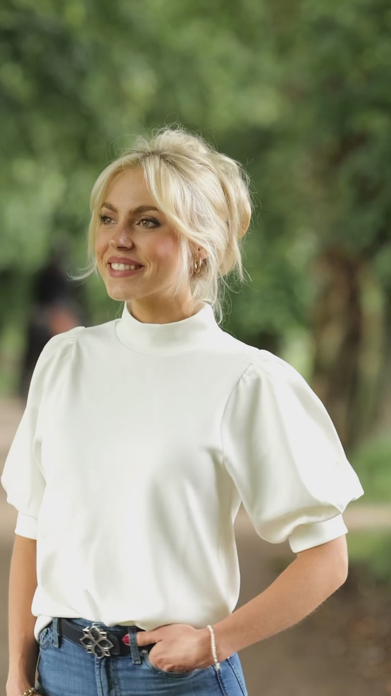 Shirt Puffärmel - Creme